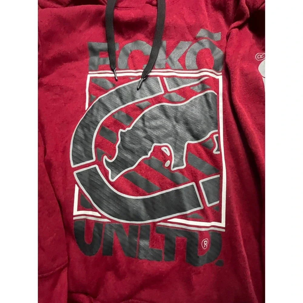 Ecko Unltd Mens Hoodie Red Heather Rhino Logo Graphic Pullover Sweatshirt Size M